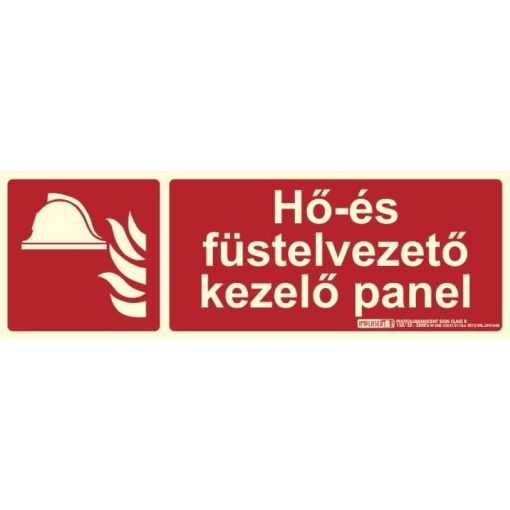 Implaser HŐ ÉS FÜSTELVEZETŐ KEZELŐ PANEL felirat - Tűzvédelmi jel