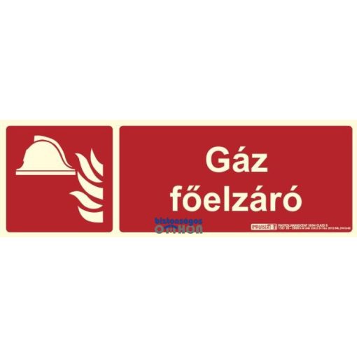 Implaser GÁZ FŐELZÁRÓ felirat - Tűzvédelmi jel