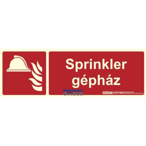Implaser SPRINKLER GÉPHÁZ felirat - Tűzvédelmi jel