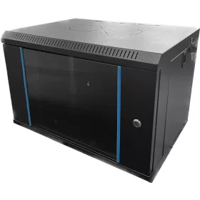   TechSon 540 x 400 mély 6U magas, fali 19"-os rackszekrény, üveg ajtó, fekete