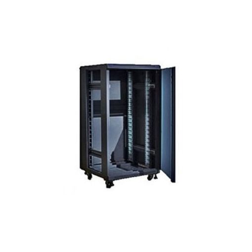 TechSon 600 x 1000 mély 18U magas, álló 19"-os rackszekrény, üveg ajtó, fekete