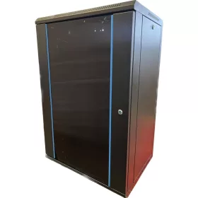   TechSon 600 x 450 mély 18U magas, fali 19"-os rackszekrény, üveg ajtó, fekete