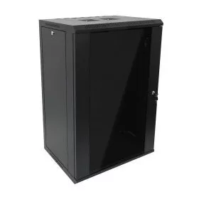   TechSon 600 x 450 mély 18U magas, fali 19"-os rackszekrény, teli ajtó, fekete