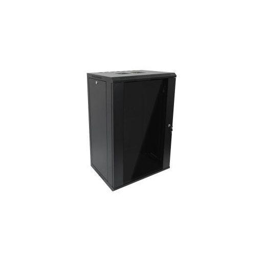 TechSon 600 x 450 mély 18U magas, fali 19"-os rackszekrény, teli ajtó, fekete