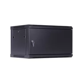   TechSon 600 × 450 mély 4U magas, fali 19"-os rackszekrény, teli ajtó, fekete