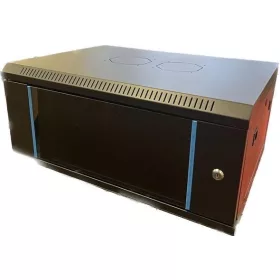   TechSon 600 × 450 mély 4U magas, fali 19"-os rackszekrény, üveg ajtó, fekete