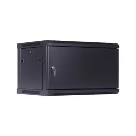   TechSon 600 × 450 mély 6U magas, fali 19"-os rackszekrény, teli ajtó, fekete