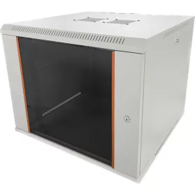   TechSon 600 × 450 mély 9U magas, fali 19"-os rackszekrény, üveg ajtó, fehér