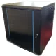 TechSon 600 × 600 mély 12U magas, fali 19"-os rackszekrény, üveg ajtó, fekete