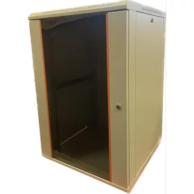  TechSon 600 × 600 mély 18U magas, fali 19"-os rackszekrény, üveg ajtó, fehér