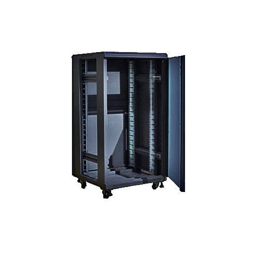 TechSon 600 x 600 mély 18U magas, álló 19"-os rackszekrény, üveg ajtó, fekete