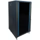 TechSon 600 × 600 mély 22U magas, álló 19"-os rackszekrény, üveg ajtó, fekete