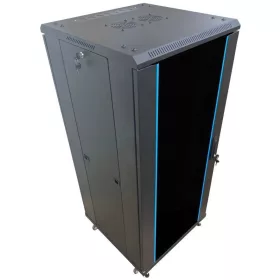   TechSon 600 x 600 mély 27U magas, álló 19"-os rackszekrény, üveg ajtó, fekete