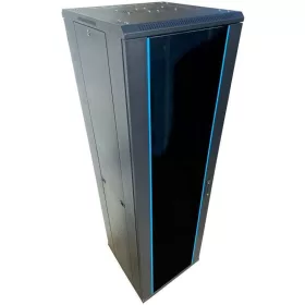   TechSon 600 × 600 mély 42U magas, álló 19"-os rackszekrény, üveg ajtó, fekete
