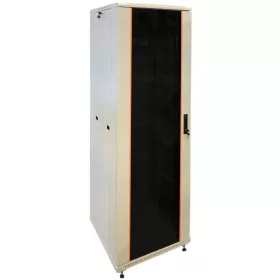   TechSon 600 × 600 mély 42U magas, álló 19"-os rackszekrény, üveg ajtó, szürke