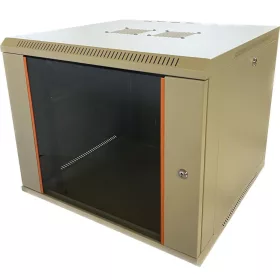   TechSon 600 × 600 mély 9U magas, fali 19"-os rackszekrény, üveg ajtó, szürke