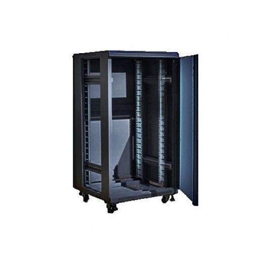 TechSon 600 x 800 mély 18U magas, álló 19"-os rackszekrény, üveg ajtó, fekete