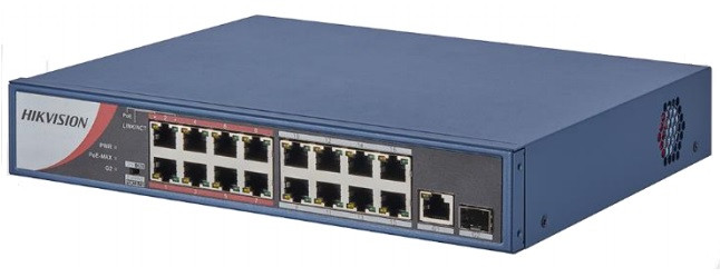 Hikvision DS-3E0318P-E/M (B) 18 portos PoE switch | 16 PoE + 1 SFP + 1 RJ45 uplink port | nem menedzselhető